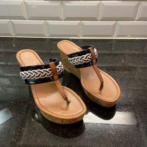 Tommy Hilfiger Madge T Strap Wedge Heeled Sandals